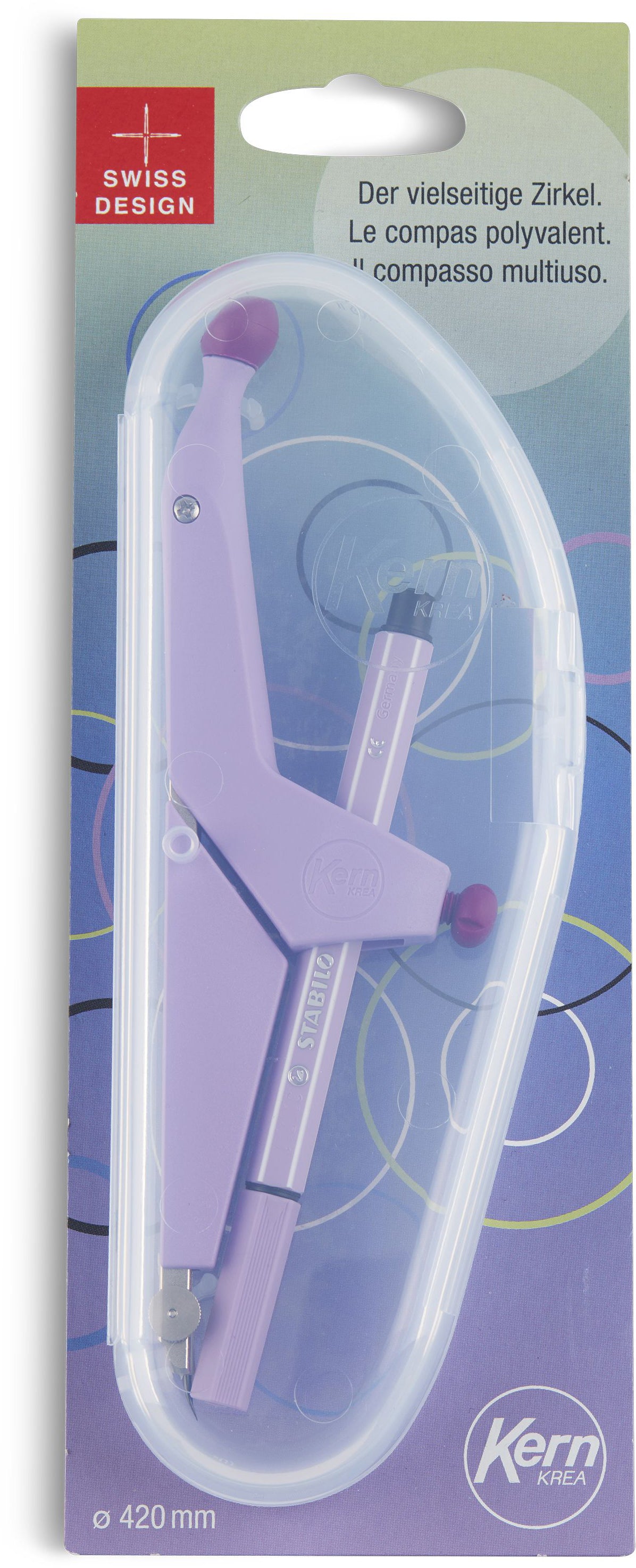 Kern Krea 22 K22 Zirkel – Länge 220 mm, max. Kreis-Ø 42 cm, im Etui, violett