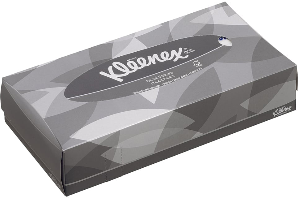 Kleenex Kosmetiktücher Box – 2-lagig, 118 × 235 mm – 100 Tücher – FSC