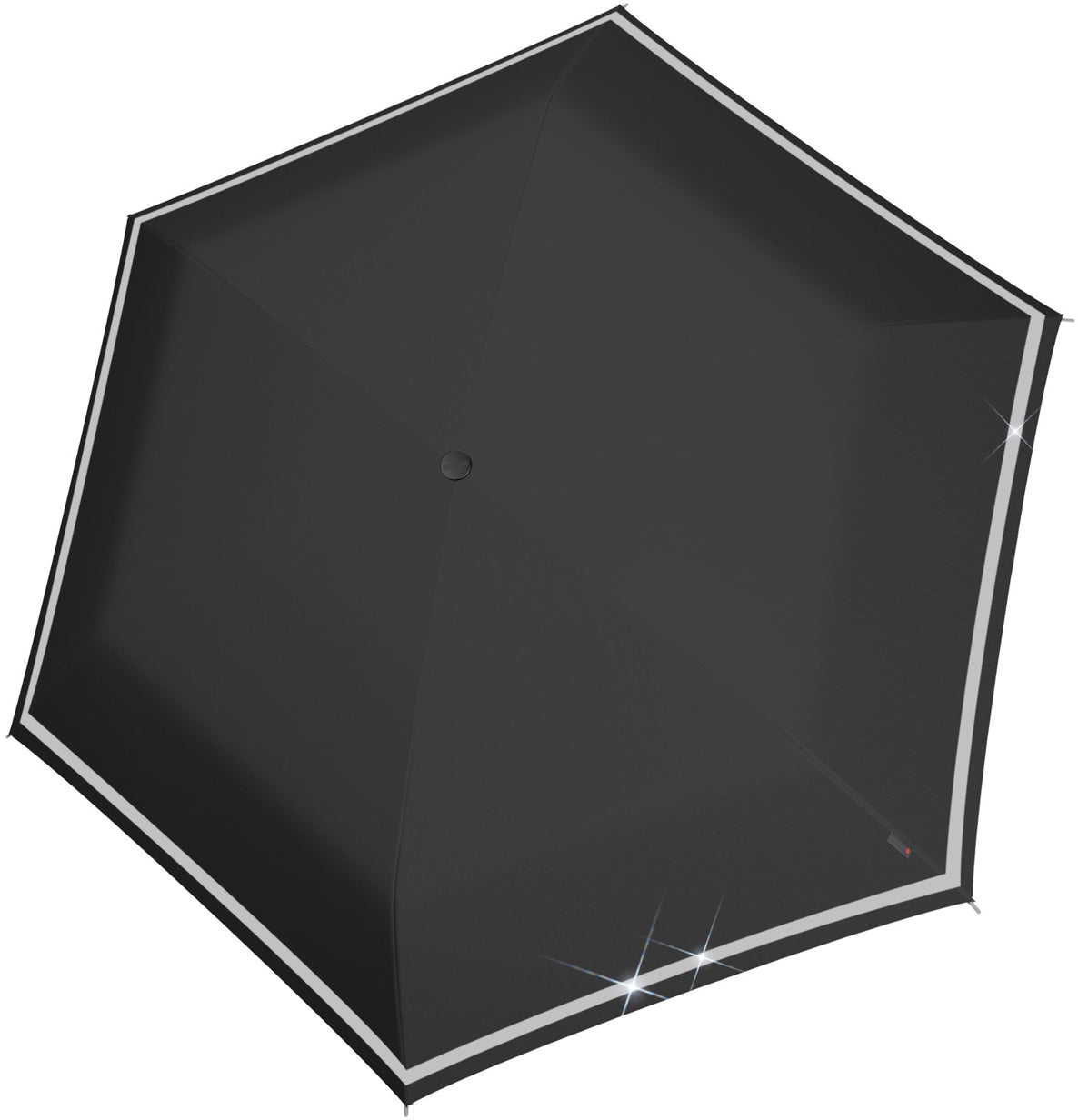 Knirps Taschenschirm Rookie – manuell, Ø 90 cm, L 22 cm – schwarz – reflektierend