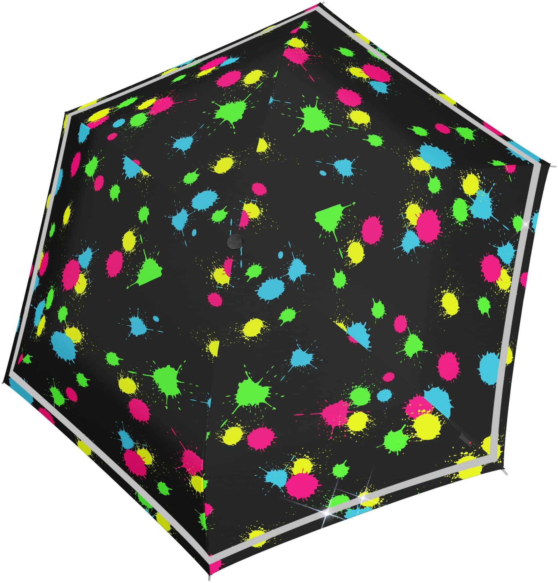 Knirps Rookie Taschenschirm – manuell, Ø 90 cm, L 22 cm – mehrfarbig – reflektierend, windfest