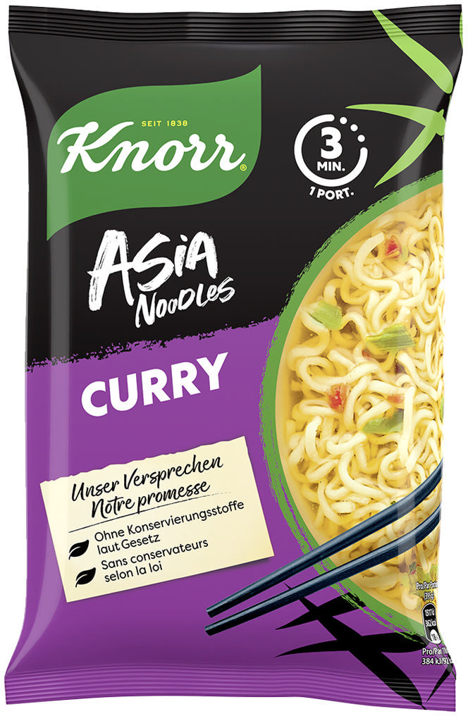 Knorr Instantnudeln Curry Beutel – 70 g