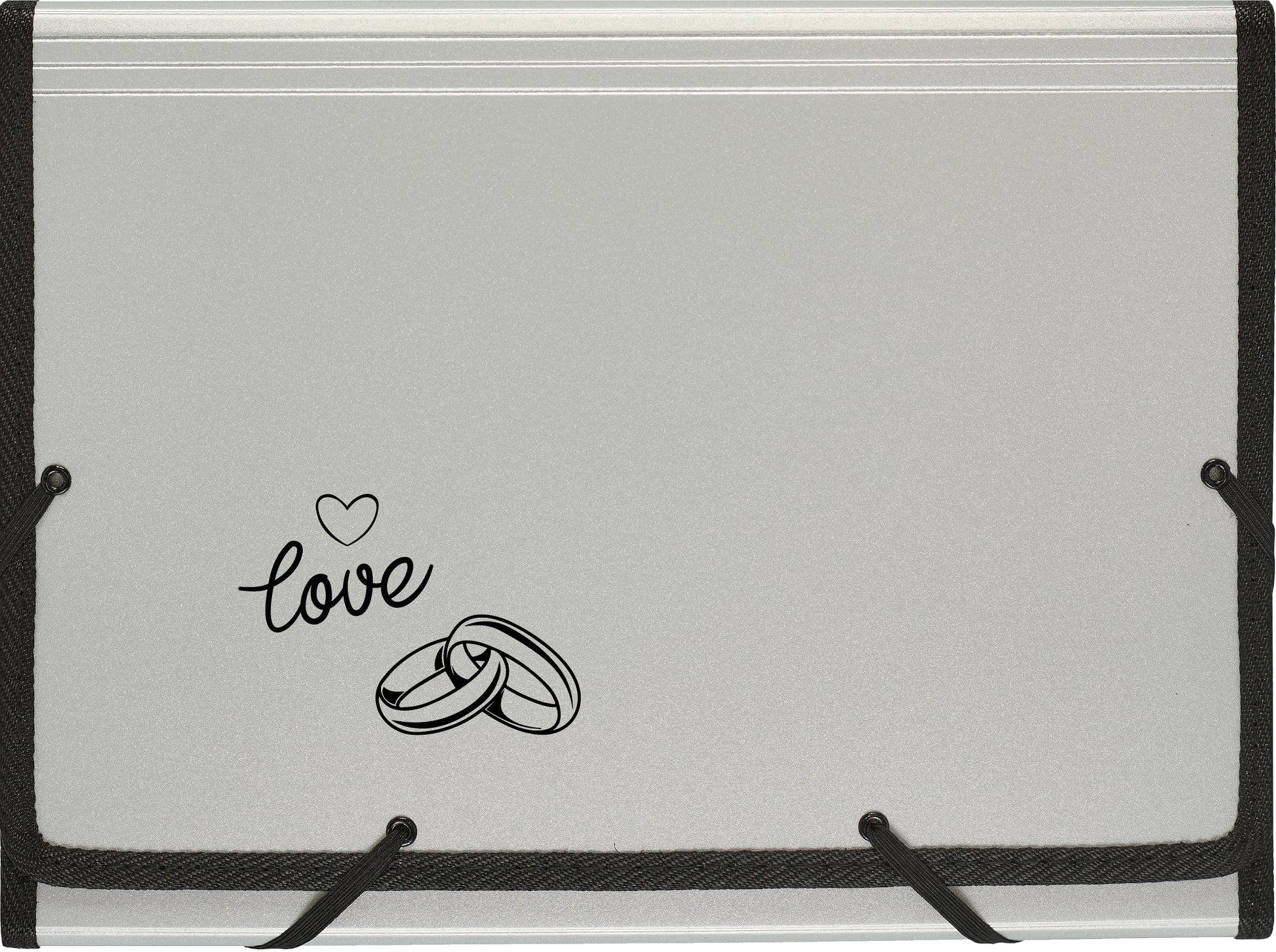 Kolma Fächermappe Wedding A4+ – 12 Fächer, Silber, Motiv 'Love', Füllhöhe 35 mm