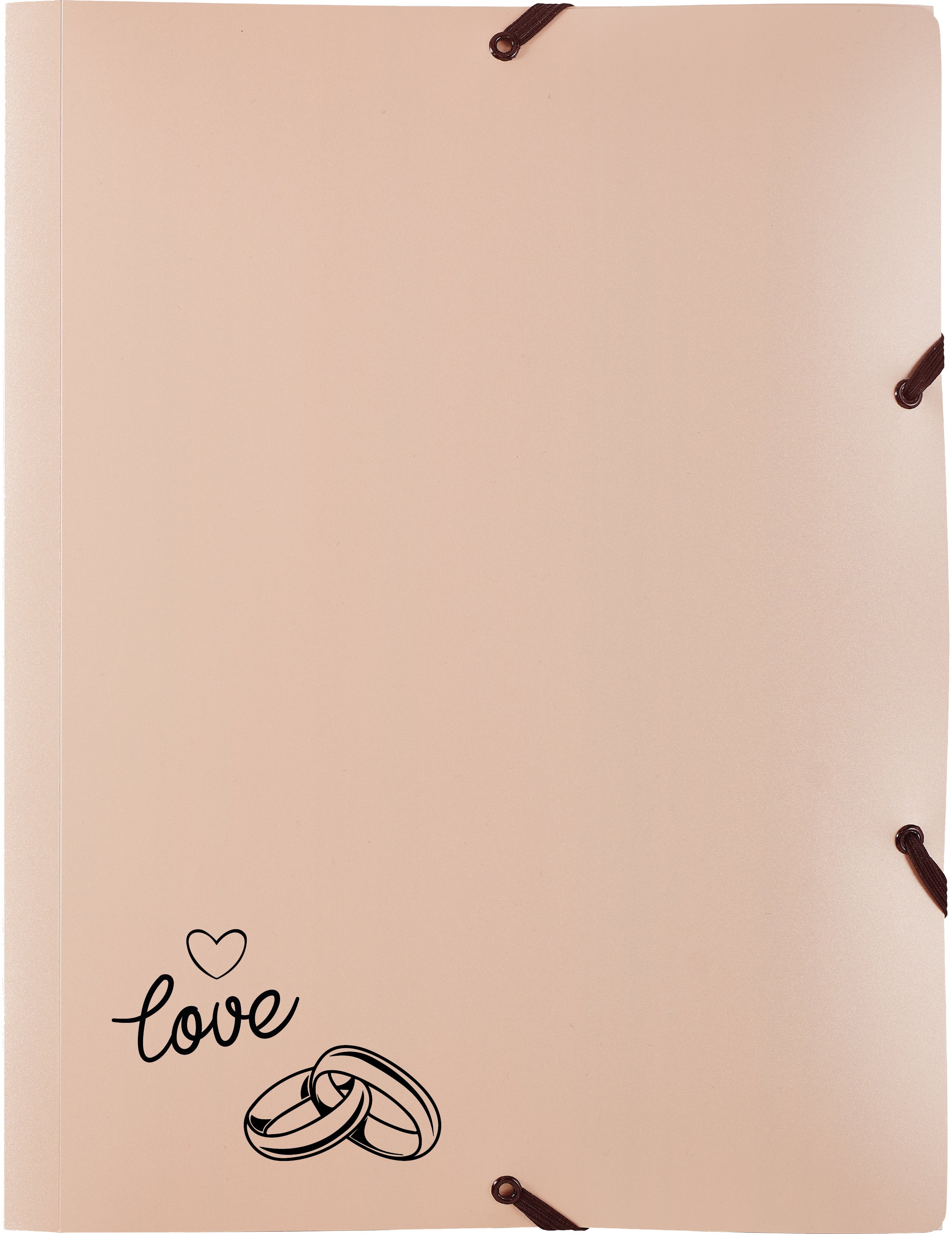 Kolma Gummibandmappe Wedding A4+ – Roségold, Prägung «love»