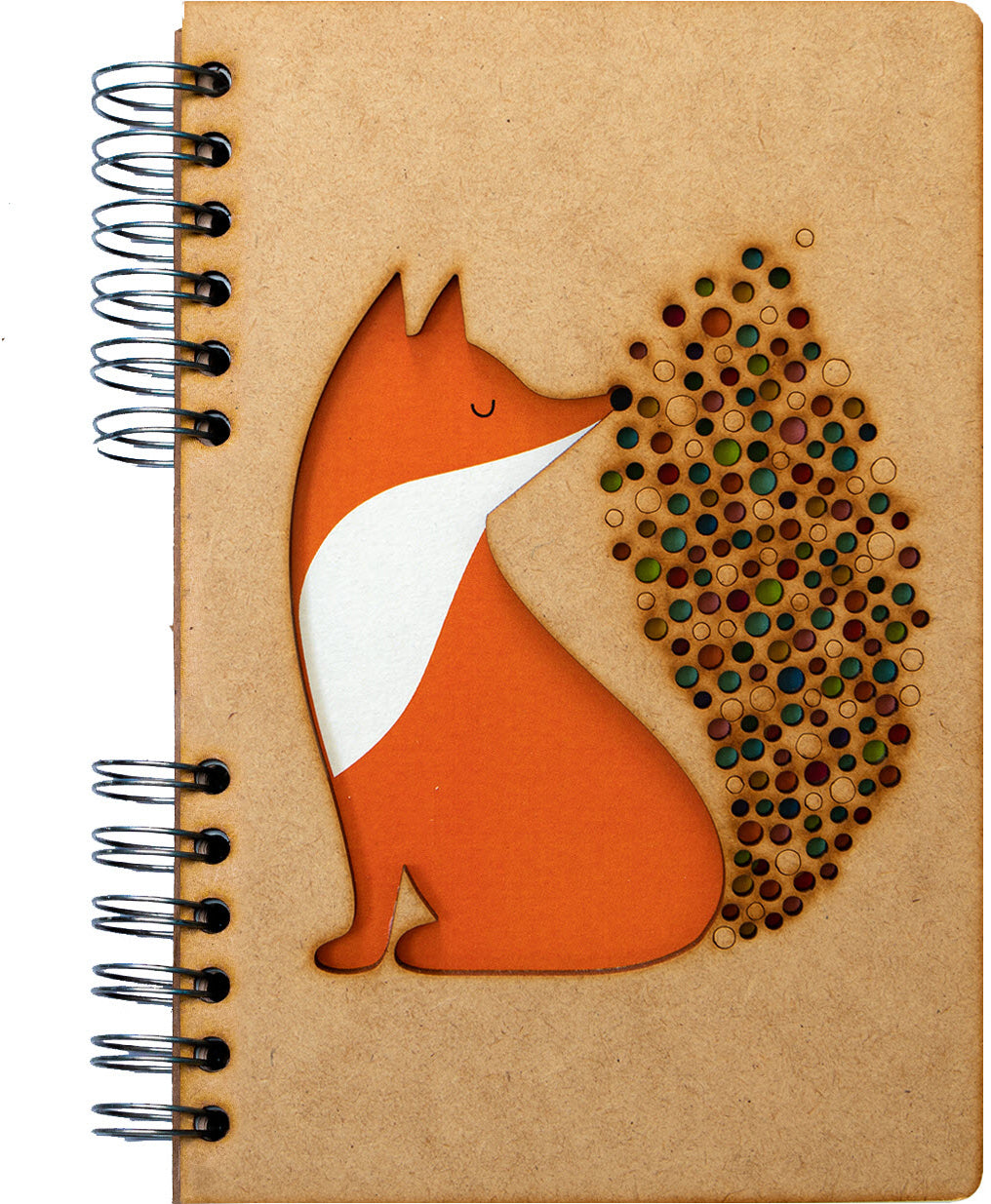 Komoni Kleiner Fuchs Notizbuch – A5 – liniert – 90 Blatt – Holzdeckel, nachfüllbar, FSC