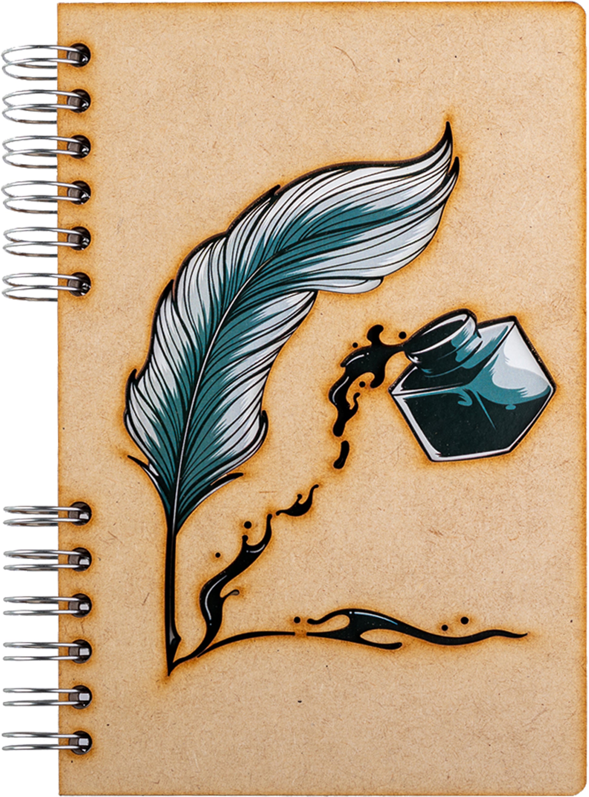 Komoni Notizbuch – 165 × 220 mm – liniert – 90 Blatt, starker Holzdeckel, nachfüllbar, FSC