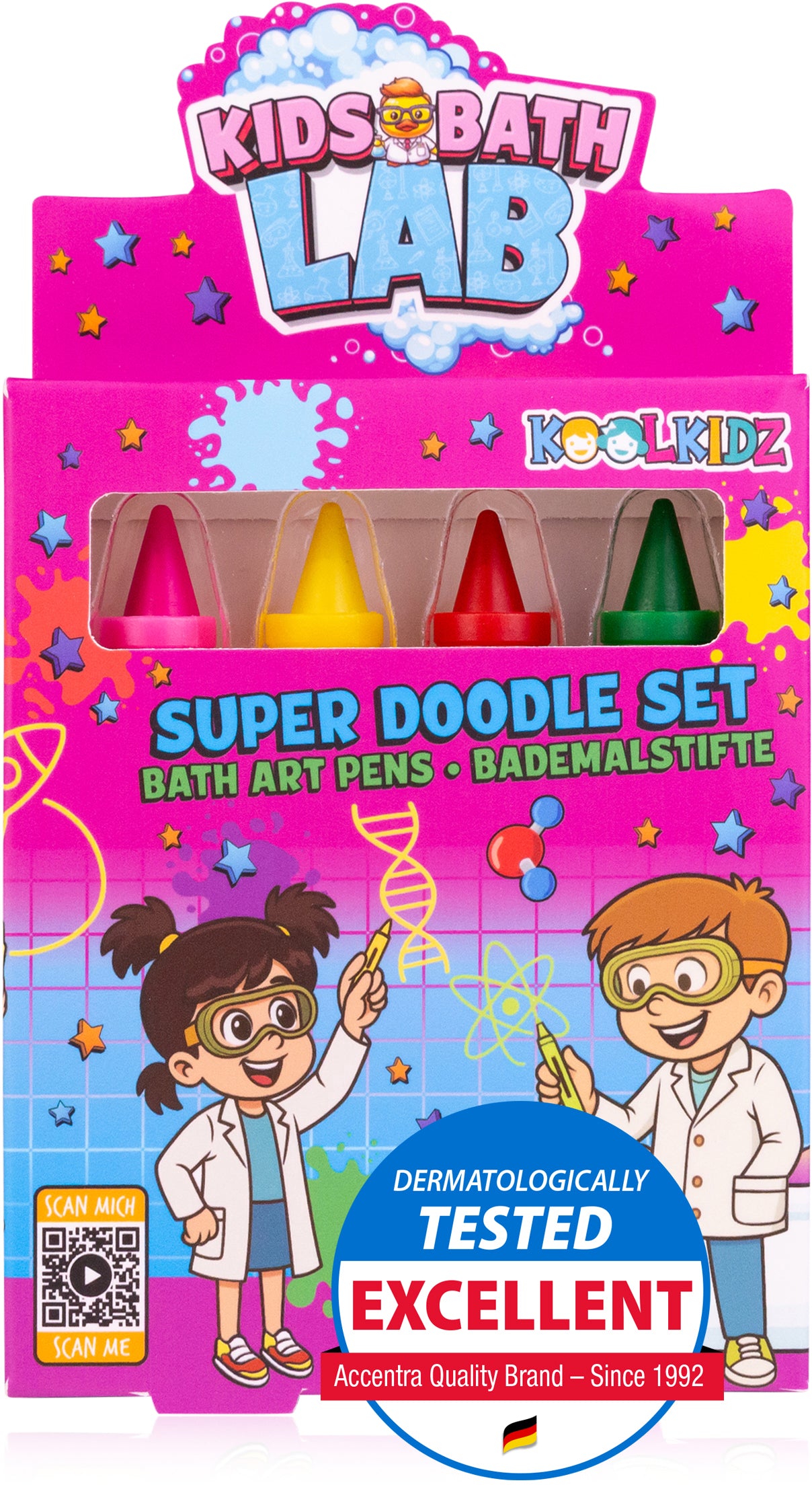 KOOLKIDZ Bademalstifte – 4 Farben, waschbar
