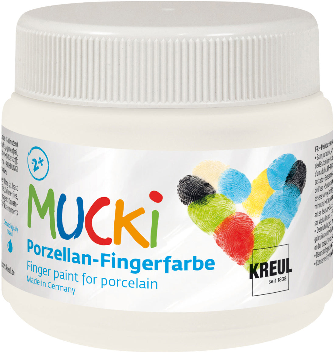 Kreul Mucki Fingerfarben – Flüsterweiss – für Porzellan, Tassen, Teller