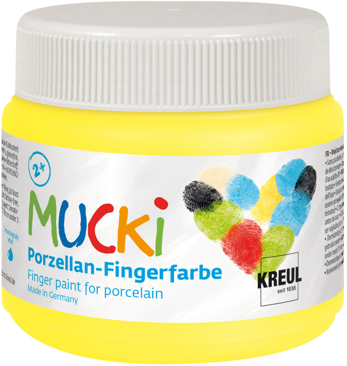 Kreul MUCKI Fingerfarbe – Sonnengelb – für Porzellan