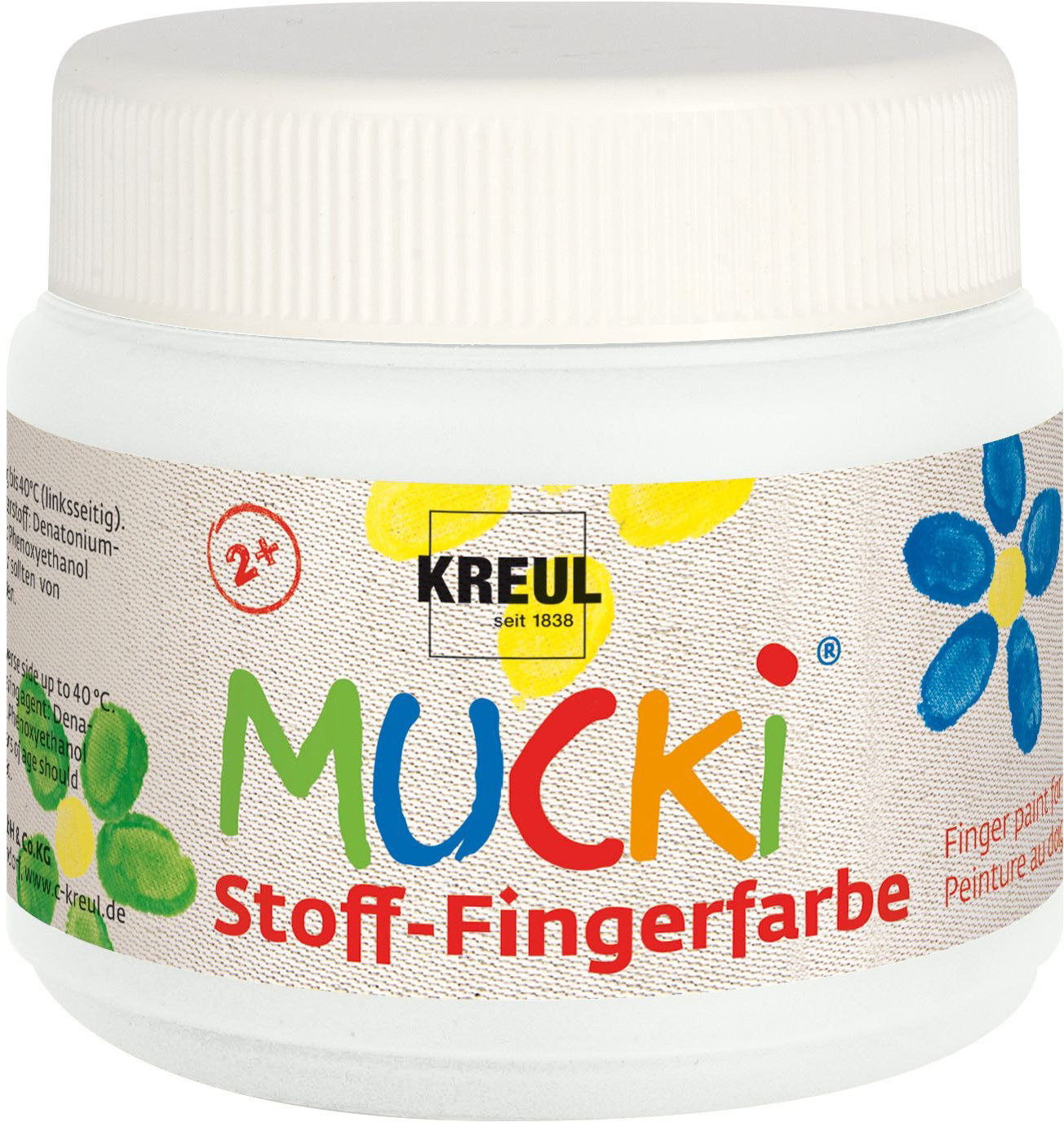Kreul MUCKI Stoff-Fingerfarbe – Weiss – für Textilien, ab 2 Jahren