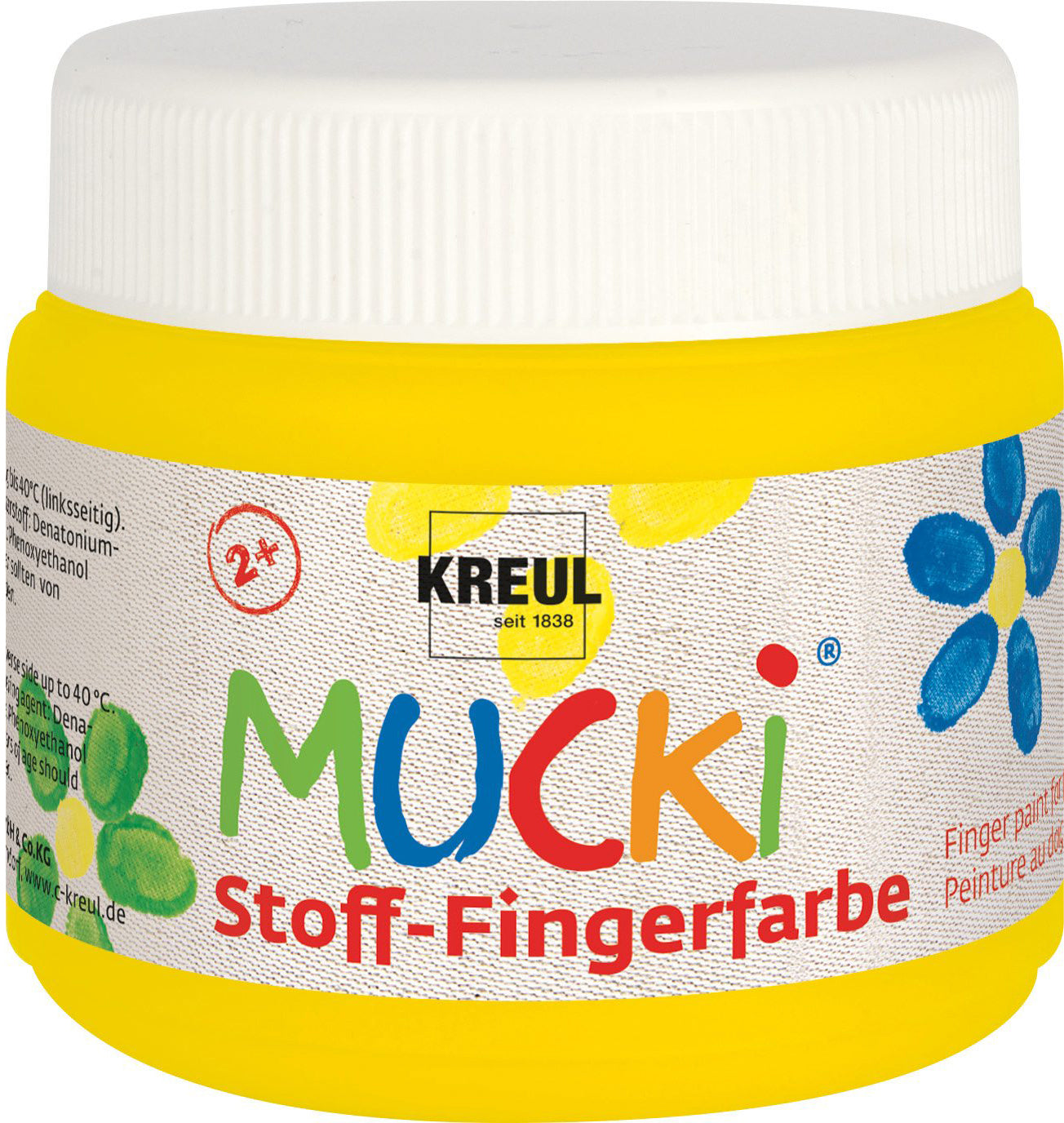 Kreul Mucki Stoff-Fingerfarbe – Gelb – für Textilien, ab 2 Jahren