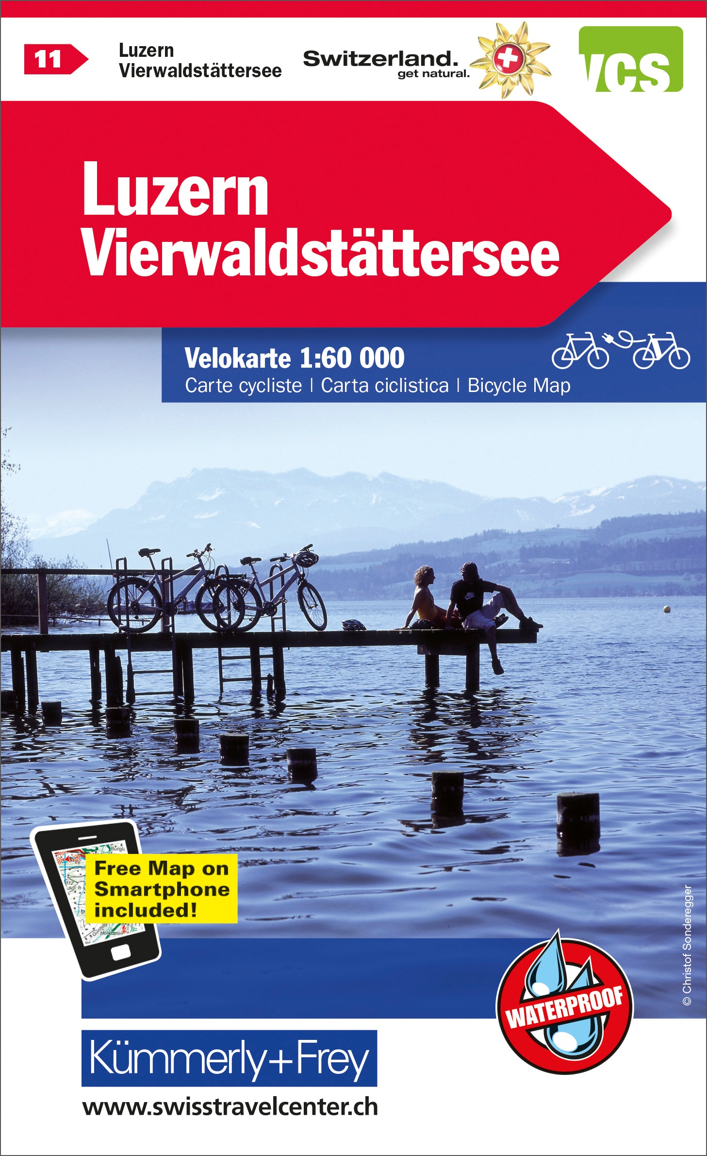 Hallwag Kümmerly+Frey Kümmerly+Frey – Velokarte Luzern-Vierwaldstättersee – Wasser- und Reissfest – 1:60'000