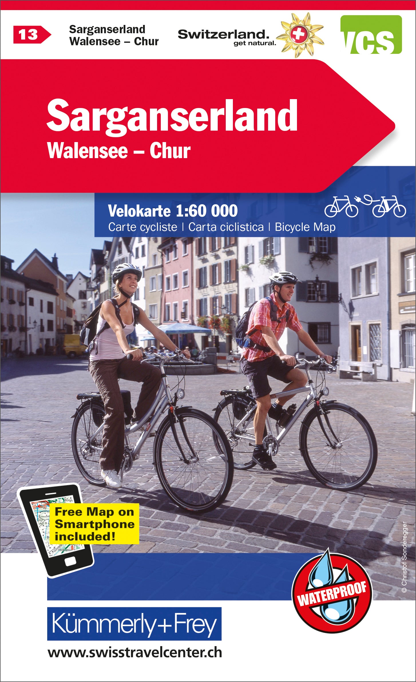 Hallwag Kümmerly+Frey Kümmerly+Frey – Velokarte Sarganserland-Walensee-Chur – 1:60'000