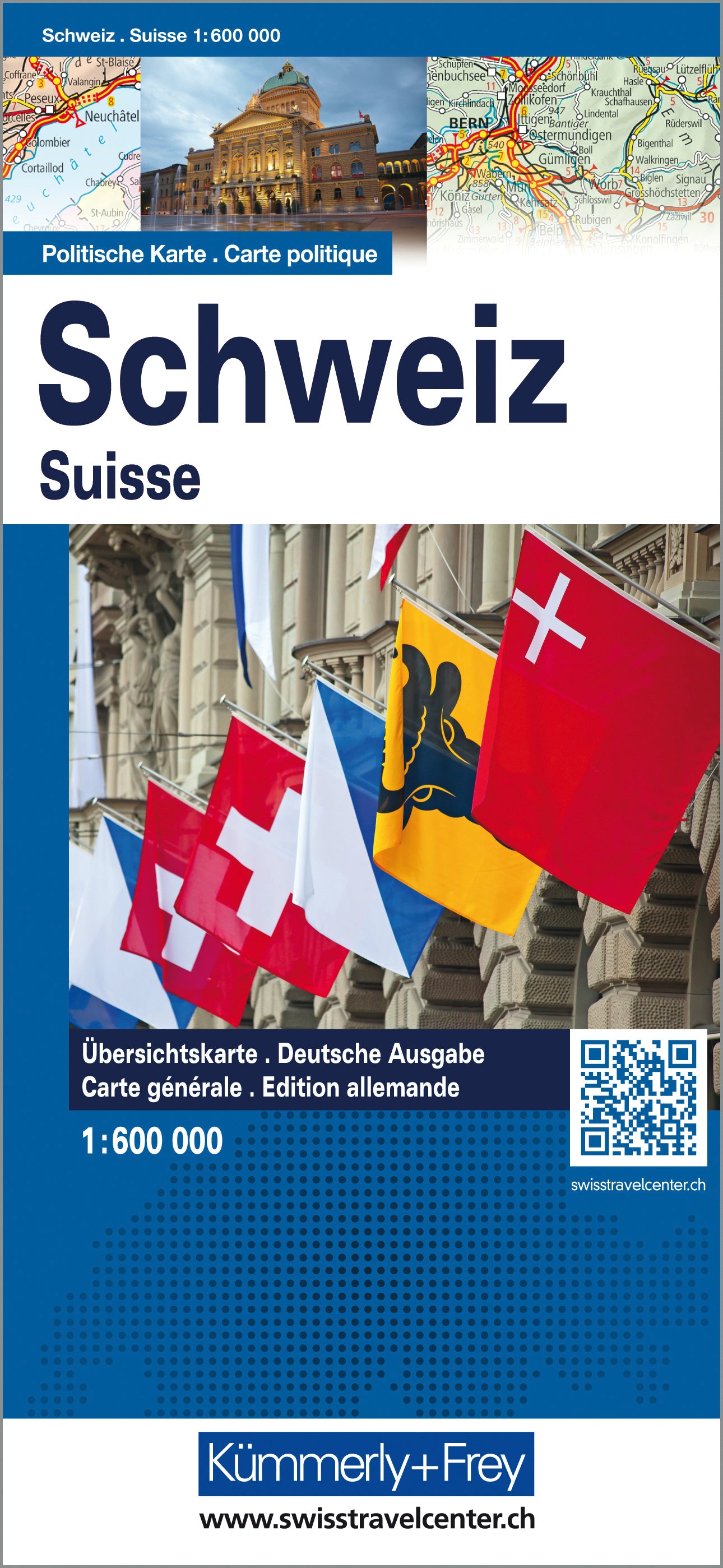 Hallwag Kümmerly+Frey Kümmerly+Frey – Schülerkarte – Schweiz, politisch, Massstab 1:600'000, 10,9 × 24,1 × 1,0 cm