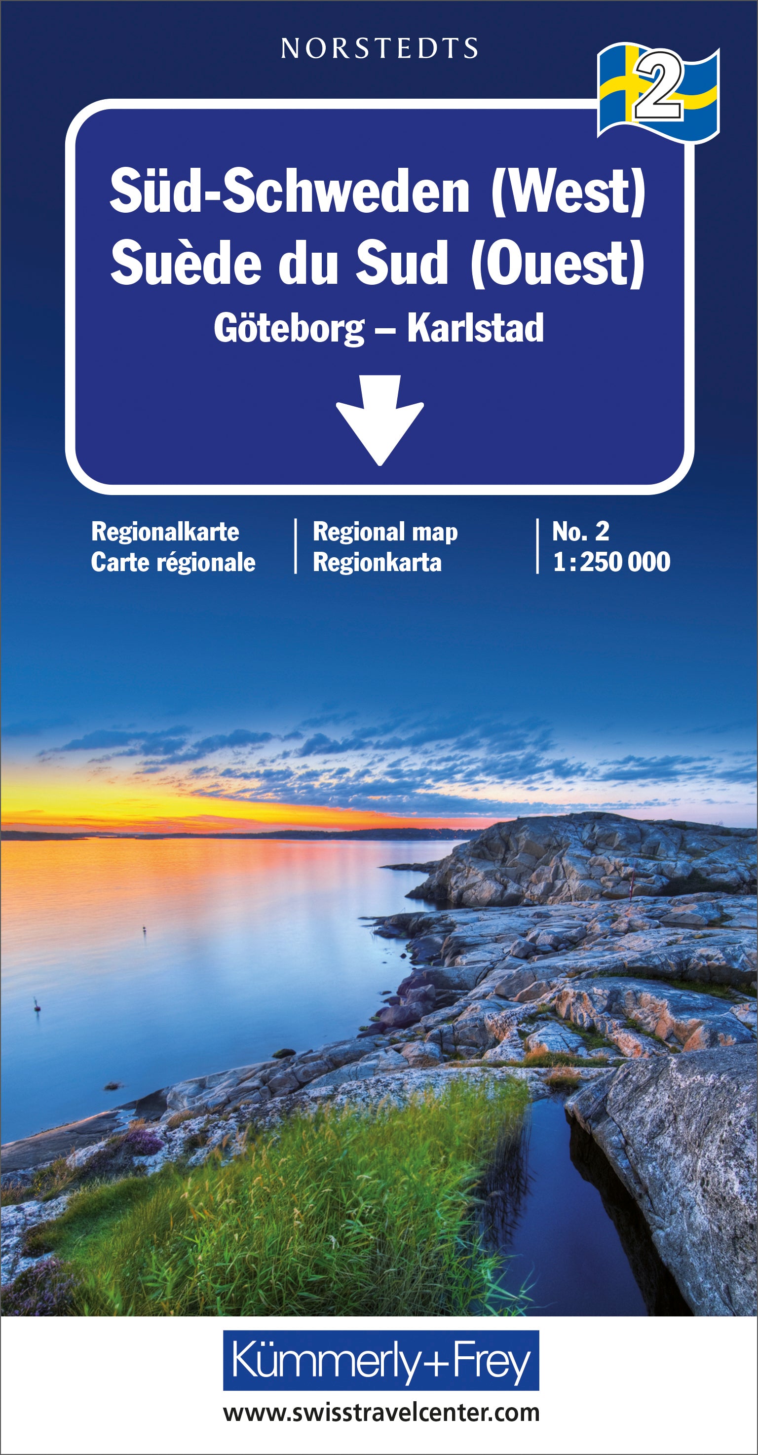 Hallwag Kümmerly+Frey Kümmerly + Frey – Strassenkarte Süd-Schweden (West) – 1:250 000 – 130×10×250 mm – 141 g