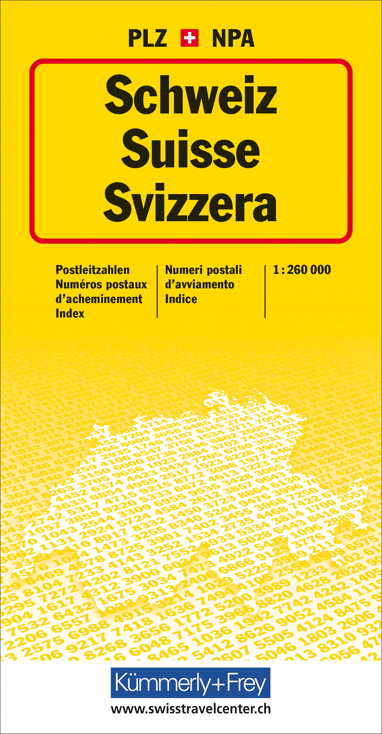 Hallwag Kümmerly+Frey Postleitzahlenkarte – Schweiz, 1:260000