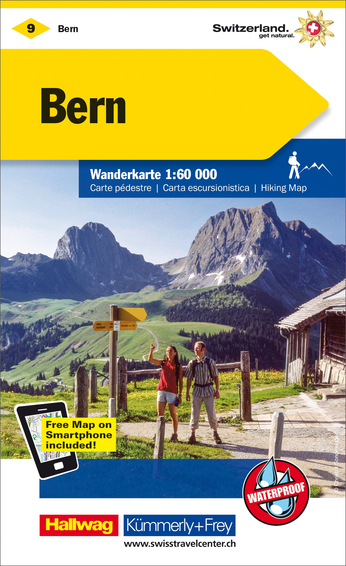 Hallwag Kümmerly+Frey Wanderkarte Bern – 125 × 202 mm – Massstab 1:60'000