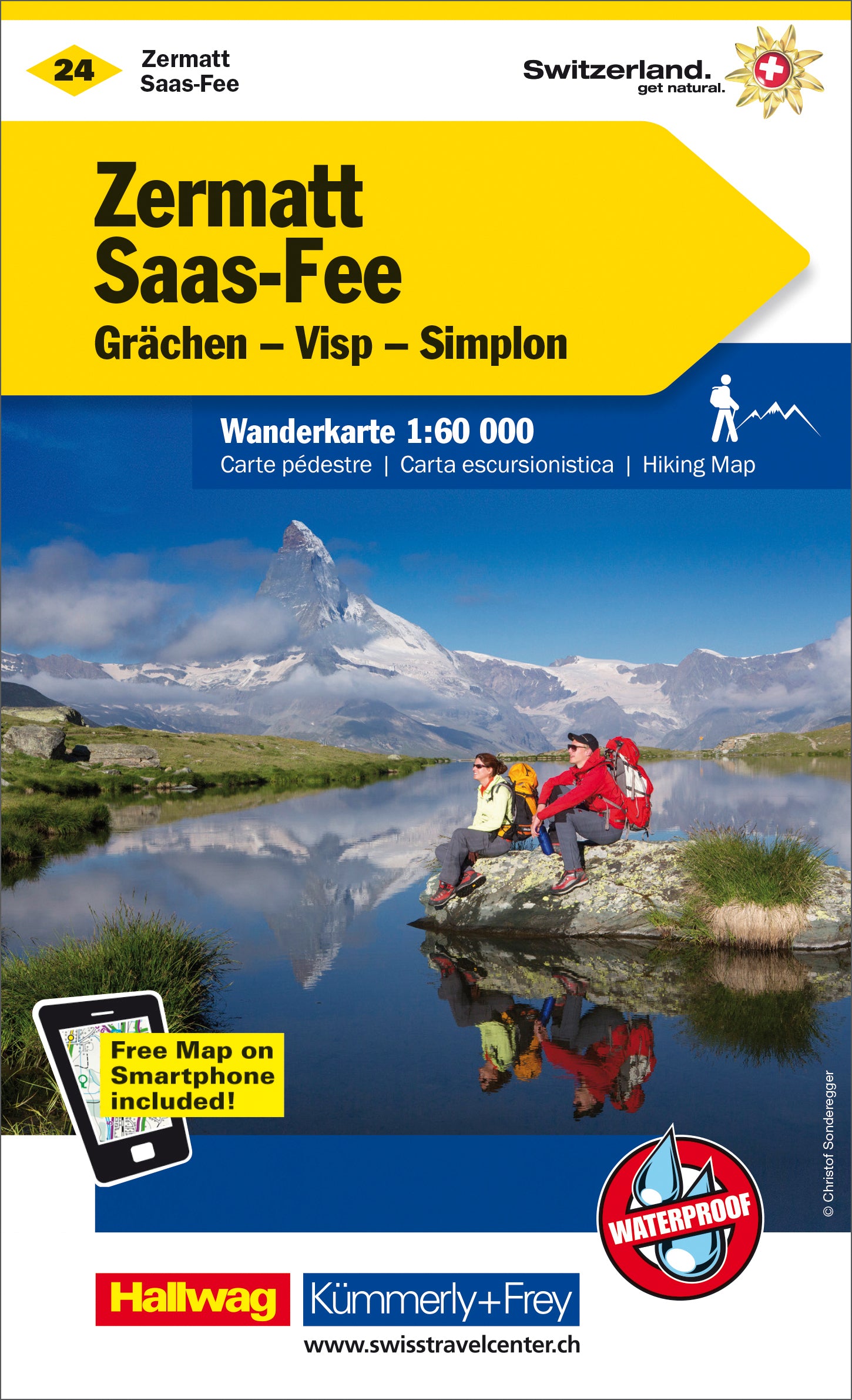Hallwag Kümmerly+Frey Kümmerly+Frey Wanderkarte Zermatt-Saas Fee – 201 × 125 mm – Massstab 1:60'000