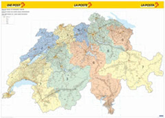 Hallwag Kümmerly+Frey KÜMMERLY+FREY Postleitzahlenkarte 325990101 – 138,6 × 99,6 cm – Massstab 1:2600000