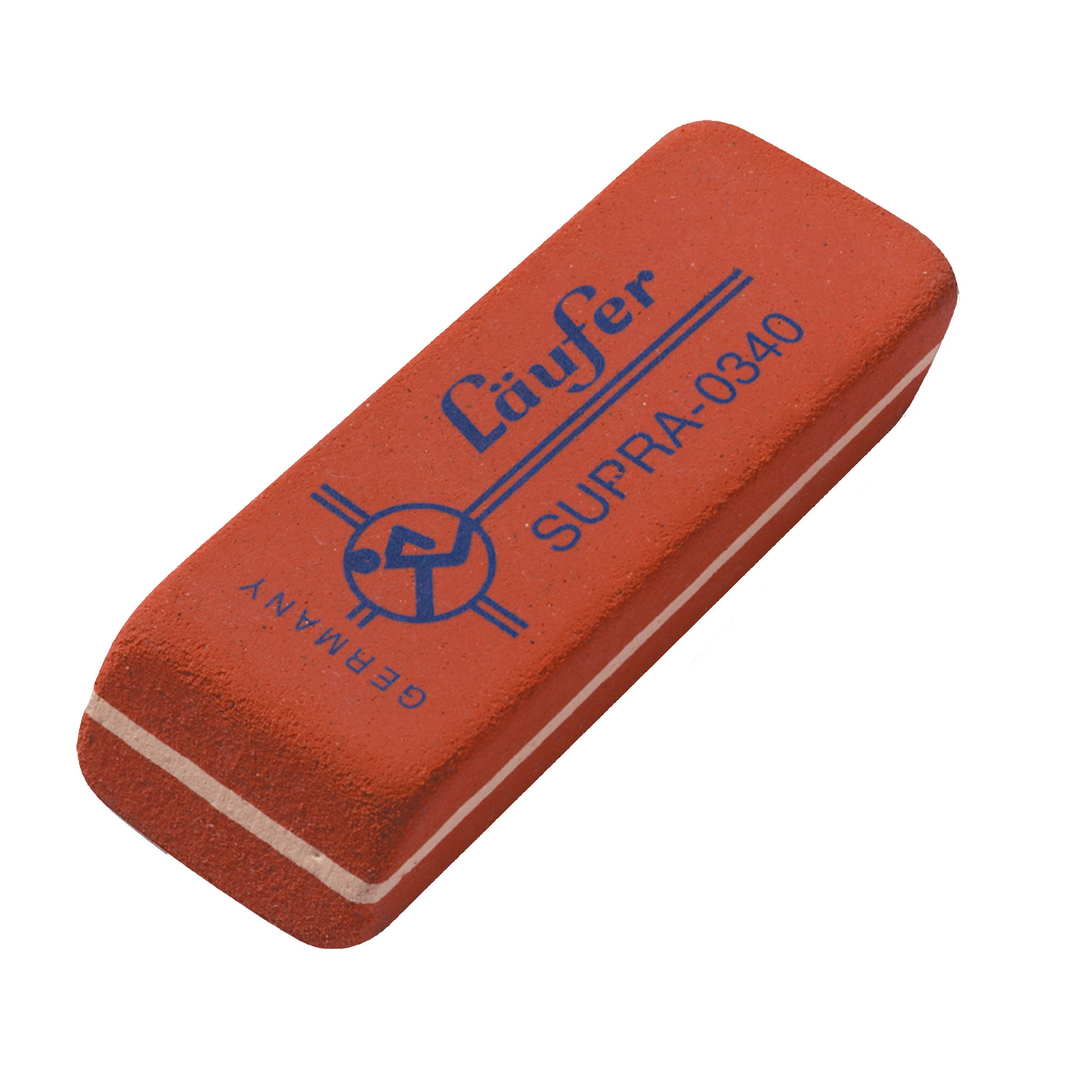 Läufer Radiergummi Supra 03400 – für Bleistift- & Farbstifte, Kopierstifte, aus Naturkautschuk, 55 × 18 × 10 mm, rot