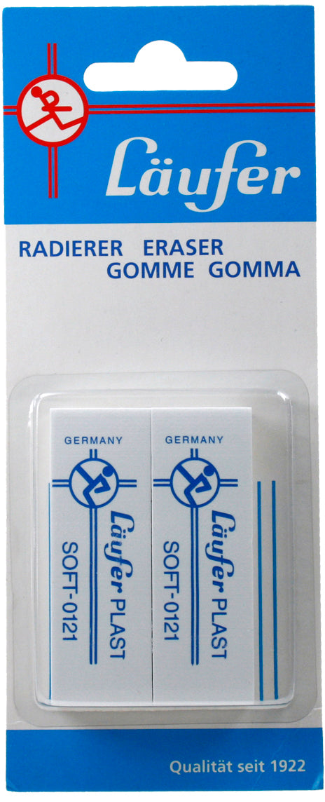Läufer Radiergummi Plast Soft – für Bleistifte & Farbstifte, 65 × 21 × 12 mm, 2 Stk.
