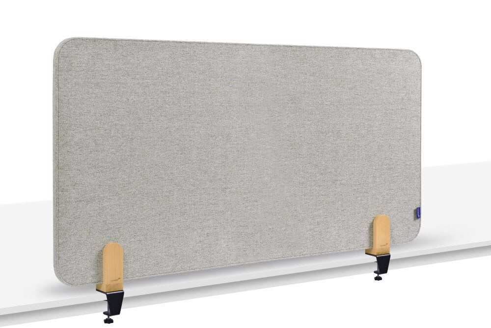 Legamaster Tischtrennwand ELEMENTS – 1'200 × 600 mm, Stoffoberfläche, Grau, mit Klemmen, doppelseitig