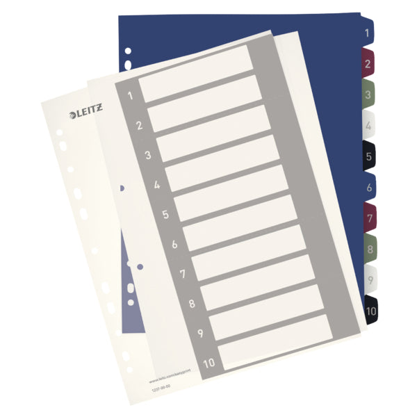 Leitz Style Register A4+ Überbreit – Nummeriert 1–10, PP, Mehrfarbig, für Zeigetaschen
