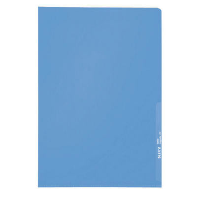 Leitz Sichthülle A4, blendfrei genarbt, 130 µm, oben und rechts offen, Greifausschnitt, blau