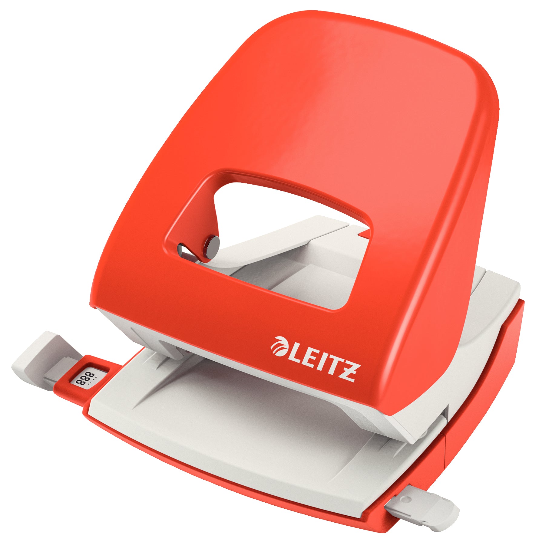 Leitz Bürolocher NeXXt – 2-Loch, Lochabstand 80 mm, 30 Blatt, Ø5,5 mm – Rot – Metall