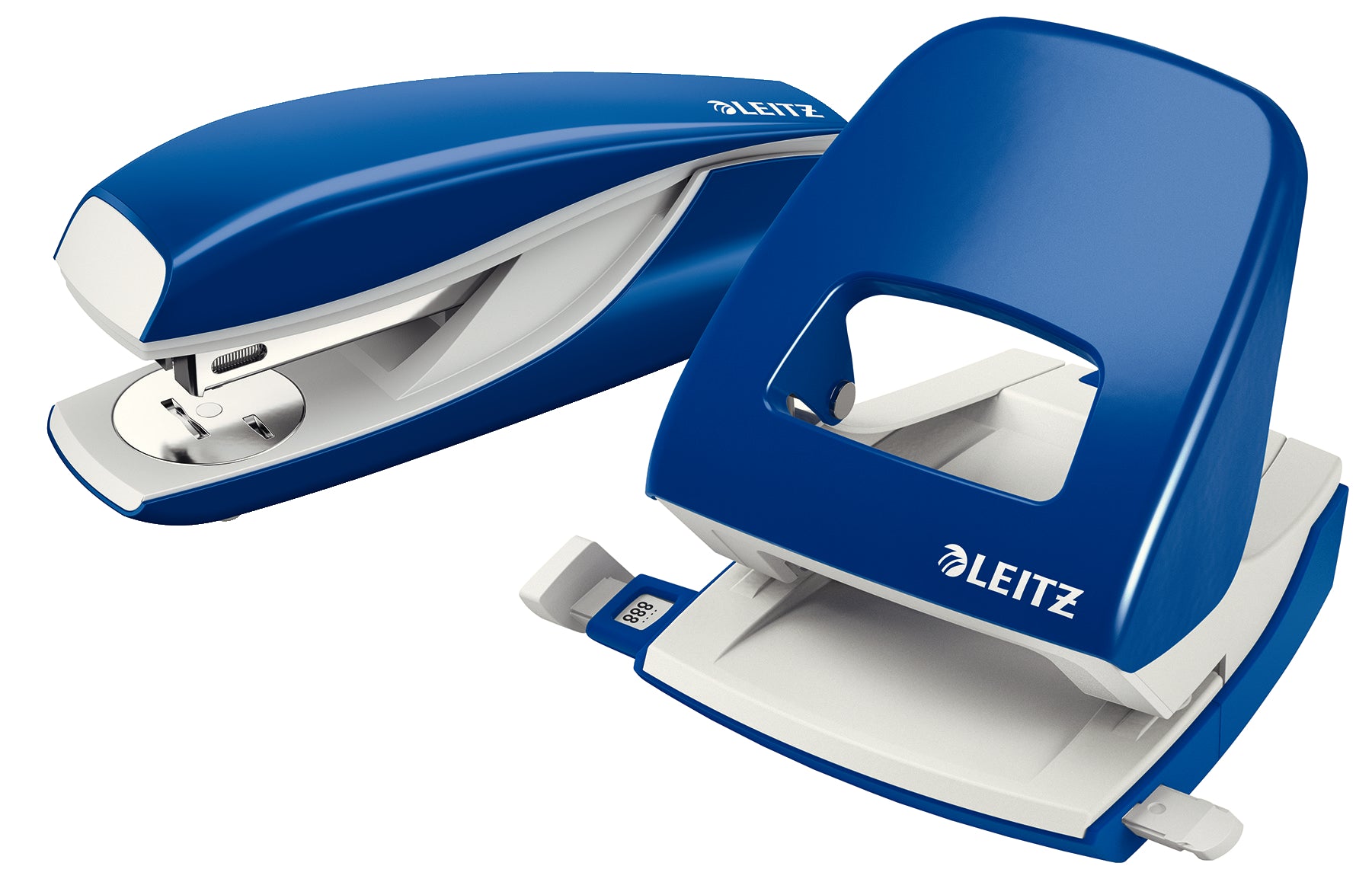 Leitz Heftgerät- & Locher-Set WOW – Heft/Loch: 30/30 Blatt, für 24/6 und 26/6 – blau – Metall