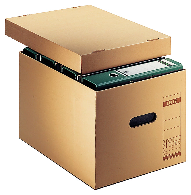 Leitz Premium 60810000 – Archivkarton, für A4, 335 × 440 × 280 mm, Karton, braun, mit Deckel