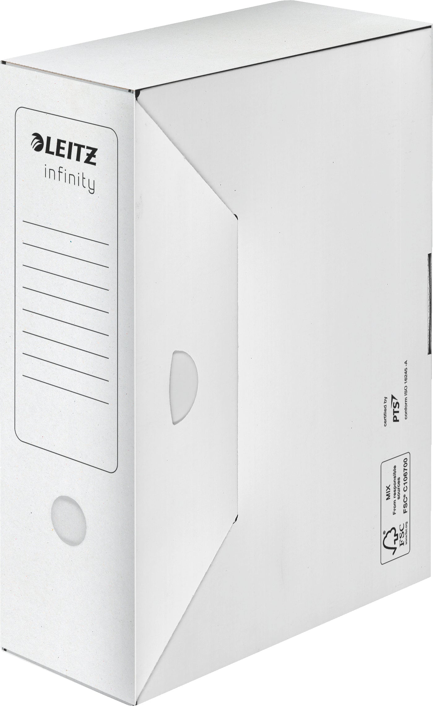 Leitz Archivschachtel – für A4, B 100 × H 255 × T 330 mm, mit Verschlusslasche, säurefrei, weiss, Karton