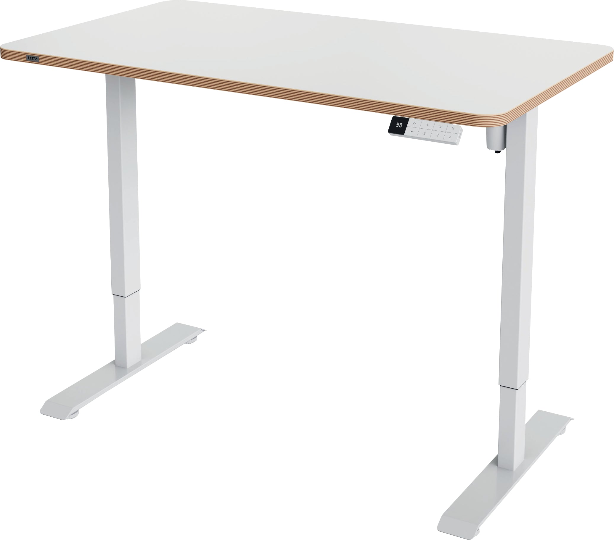 Leitz Ergo – Höhenverstellbarer Tisch, 120 × 70 cm, elektrisch, 60 kg, weiss, Holz