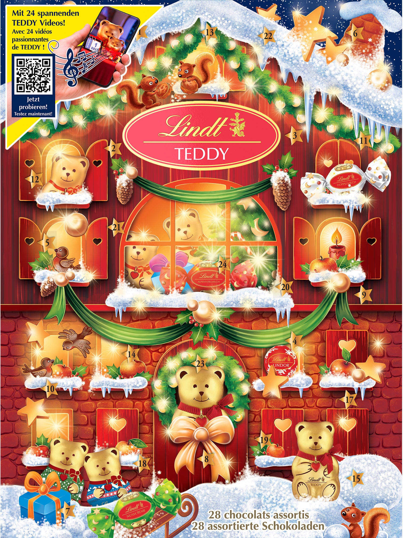 Lindt TEDDY Adventskalender – Milchschokolade – 170 g