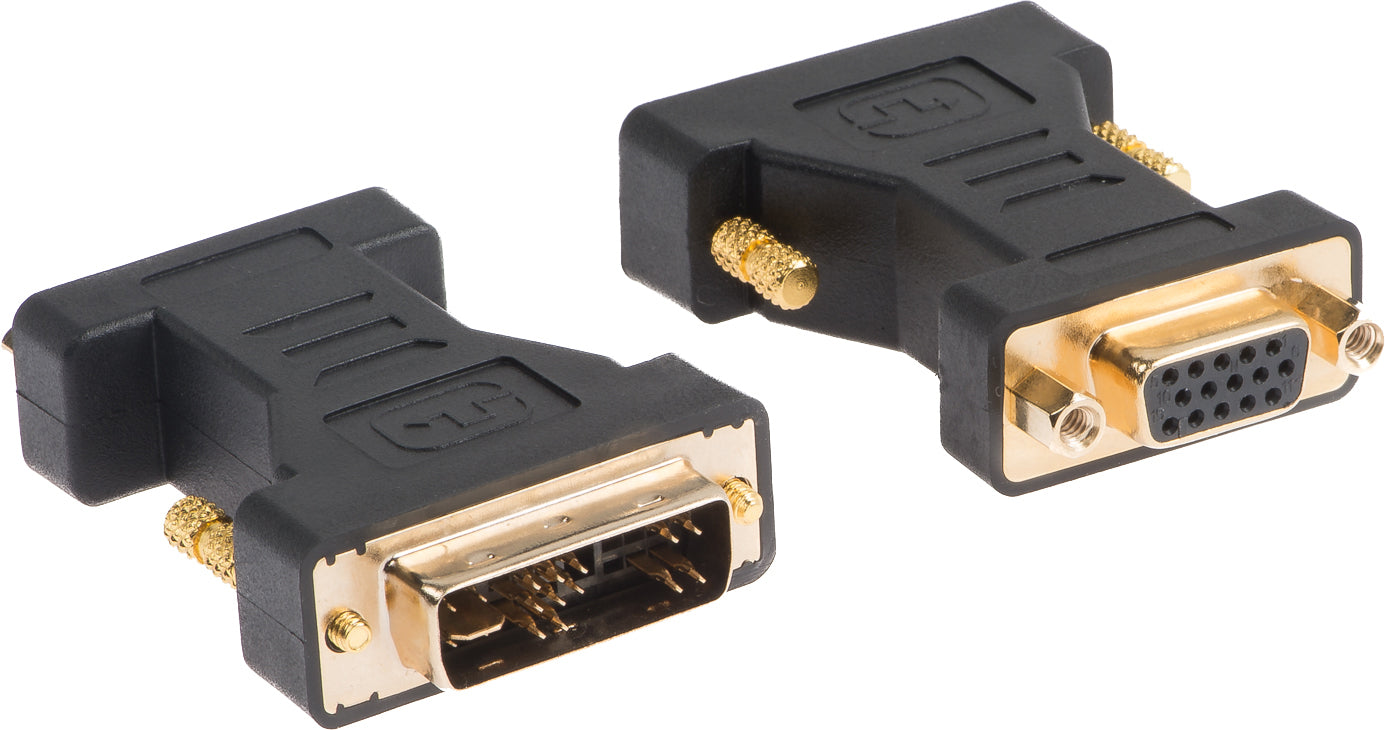 Link2go AD2111BB Adapter DVI-A zu VGA – DVI-A Stecker zu VGA Buchse, 37 × 58 × 120 mm