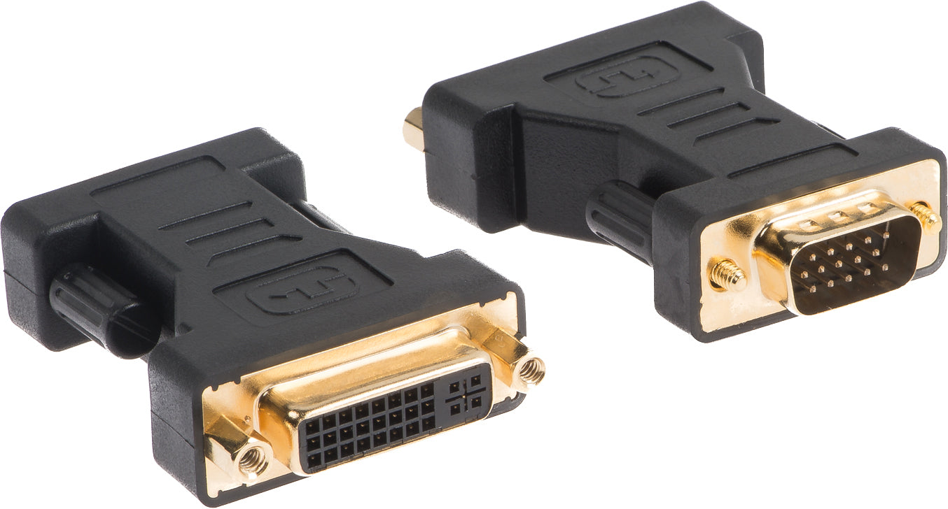 Link2go AD2212BB Adapter DVI-I zu VGA – DVI-I Buchse zu VGA Stecker, 74 × 130 × 54 mm, 55 g