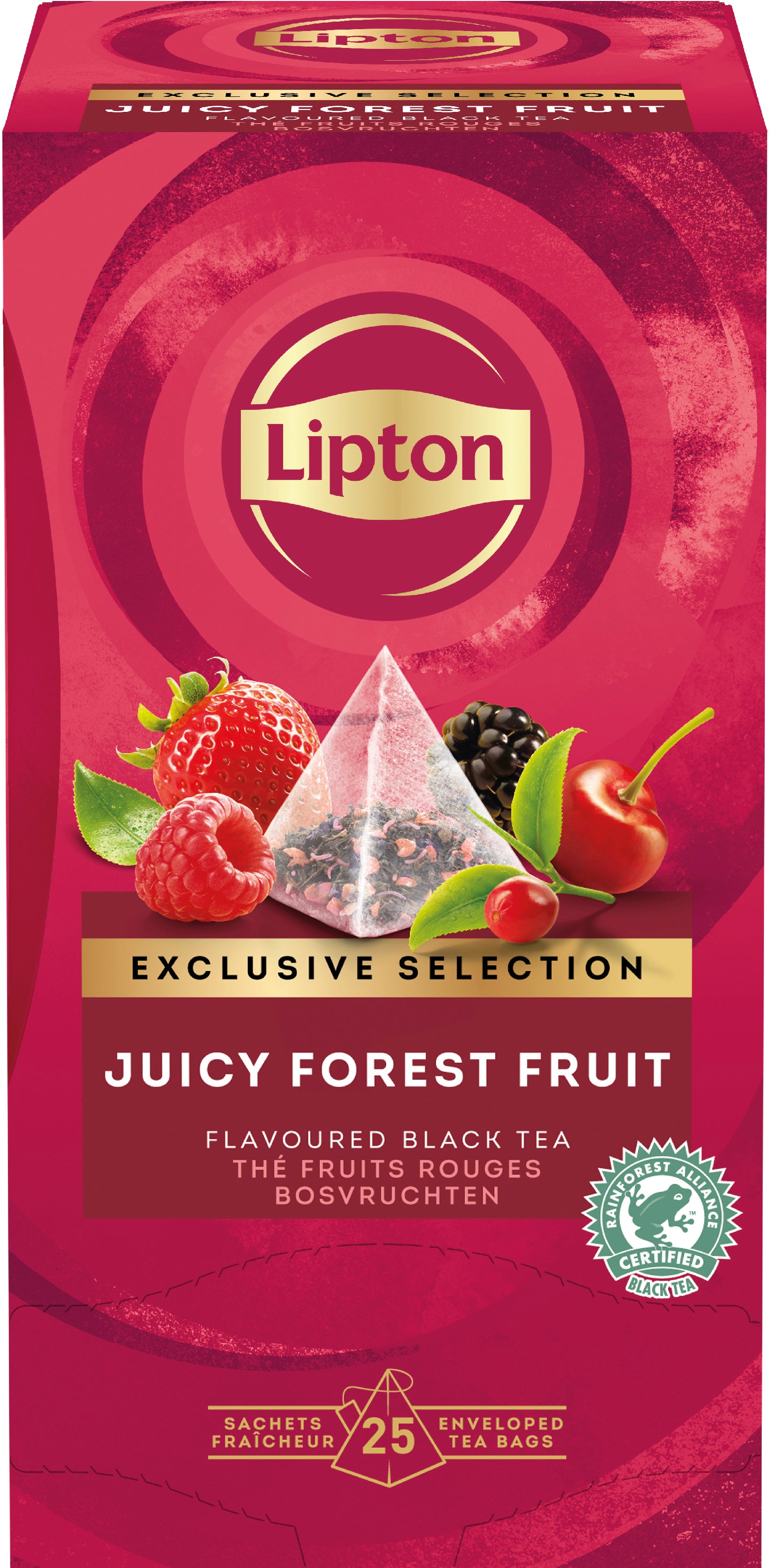 Lipton Schwarztee Waldfrüchte – Teebeutel 25 Beutel – Pyramiden-Teebeutel