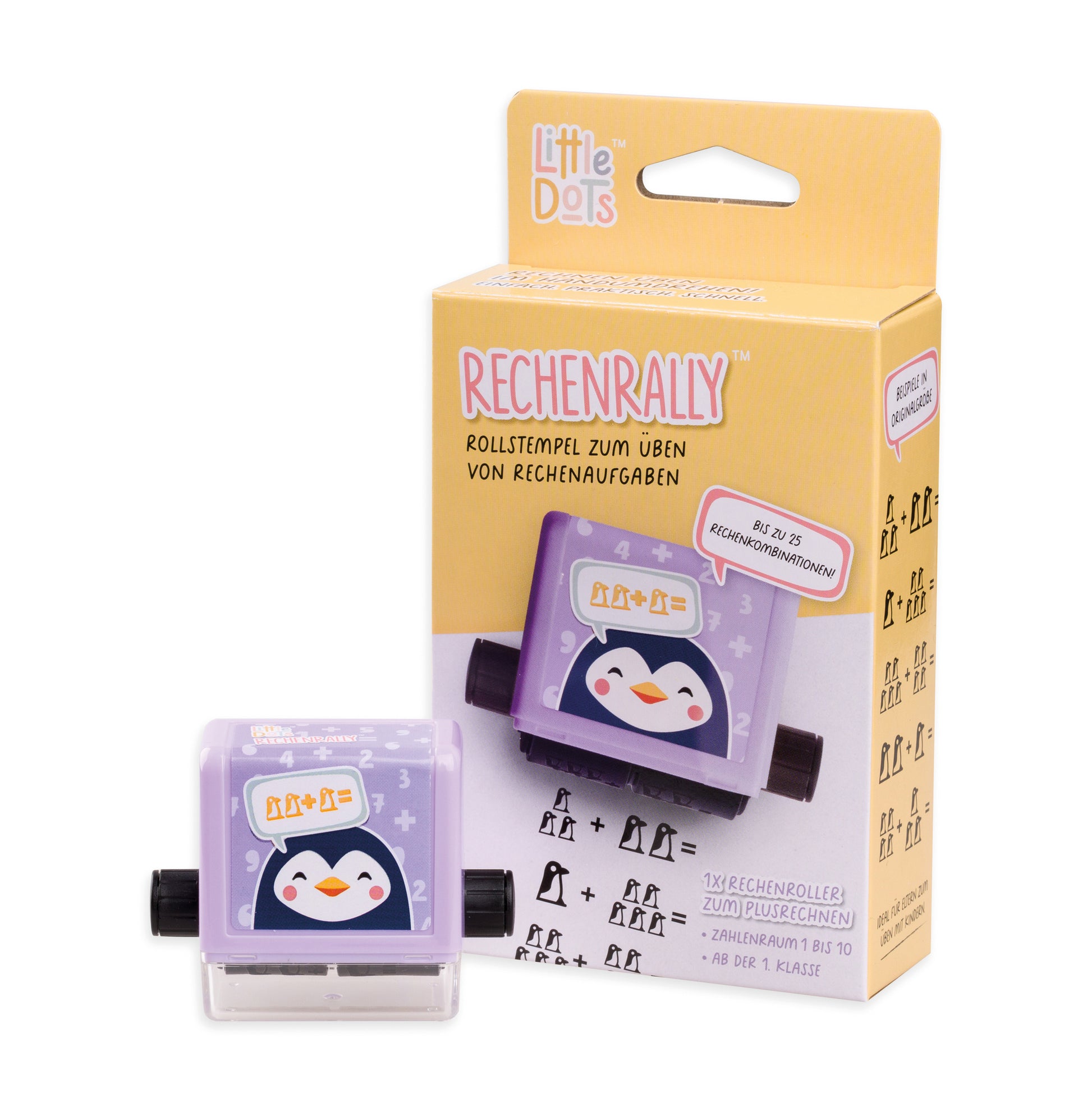Little dots Rollstempel – Rechenrally, Rechnen & Symbole – 85 × 155 × 35 mm