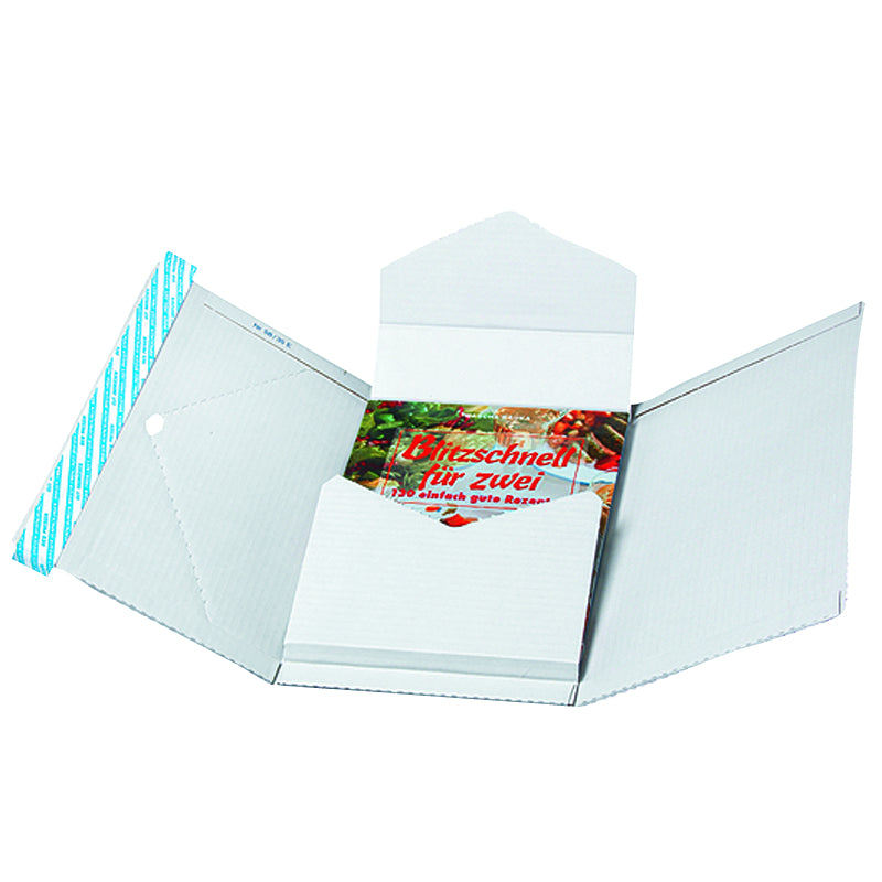 Varifix Bücherbox, weiss – 217 × 155 × 20–60 mm – 50 Stk.
