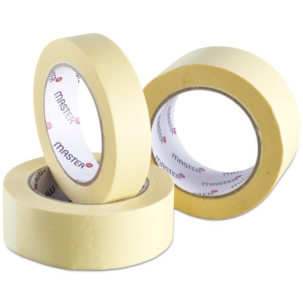 Master'in Krepp-Abdeckband Expert – 50 mm × 50 m, chamois, hitzebeständig bis 80 °C, 18 Rollen