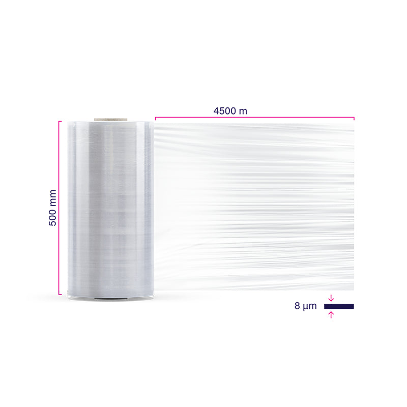 Axio Luftpolsterfolie Super Power Castfolie – 500 mm × 4500 m – 8 µm – LD-PE, transparent – 30 Rollen