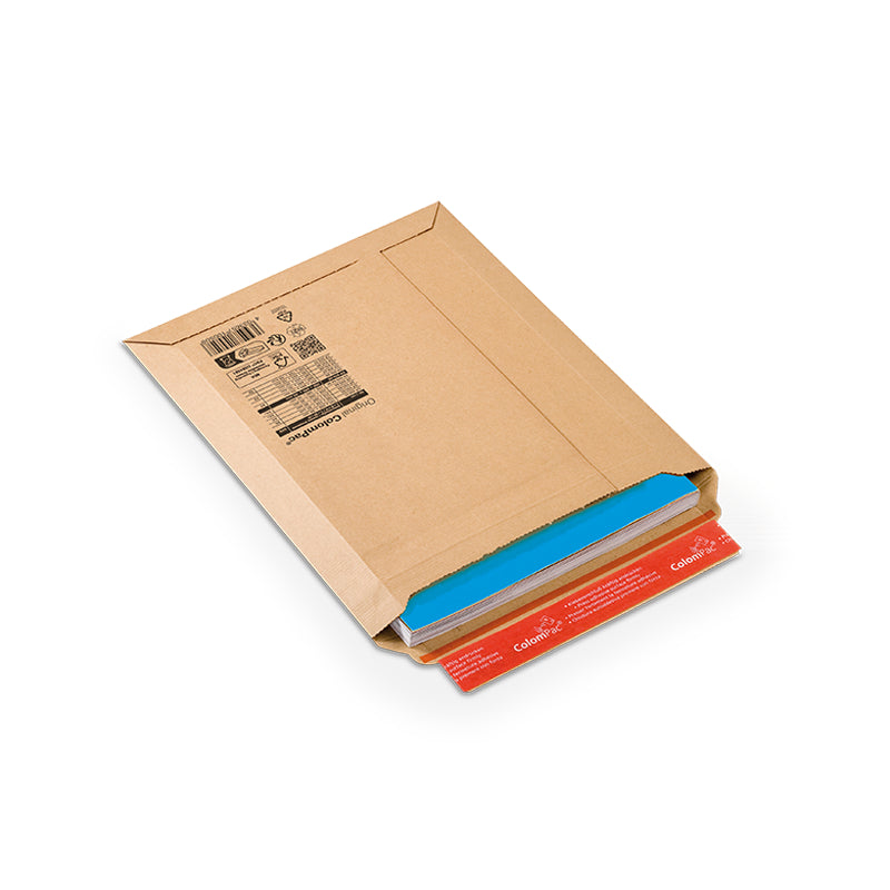 Colompac Karton-Versandtasche – 235 × 340 mm, Schmalseite offen, Wellkarton, weiss, selbstklebend – 100 Stück