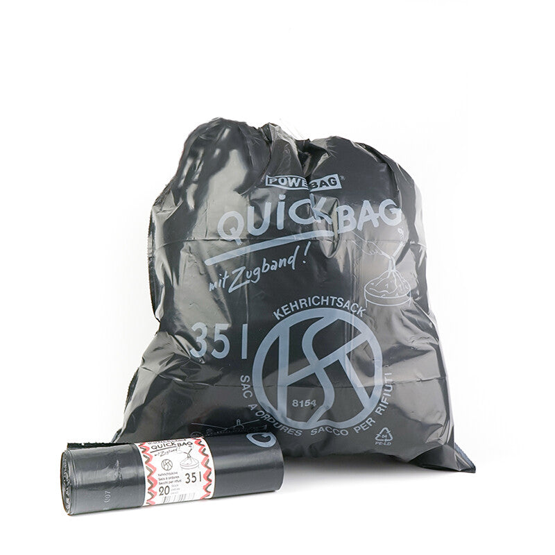 Kehrichtsäcke Abfallsack – 560 × 600 mm, 40 µm, LDPE, schwarz, Schmalseite offen – 1080 Rollen