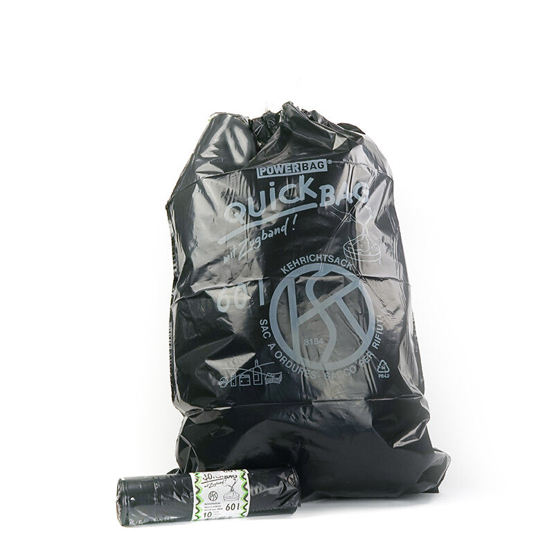 Kehrichtsäcke Abfallsack – 560 × 960 mm, 45 µm, LDPE, schwarz – 25 Rollen