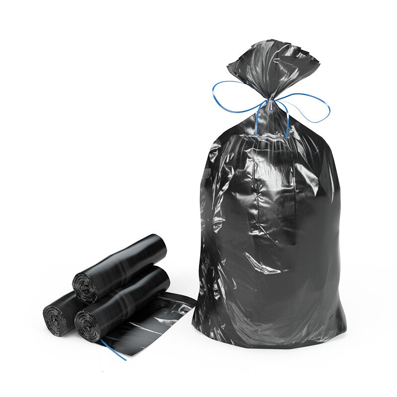 Kehrichtsäcke NoName Kehrichtsack – mit Zugband, HDPE/LLDPE, schwarz, 26 µm, 350 × 350 × 1'100 mm