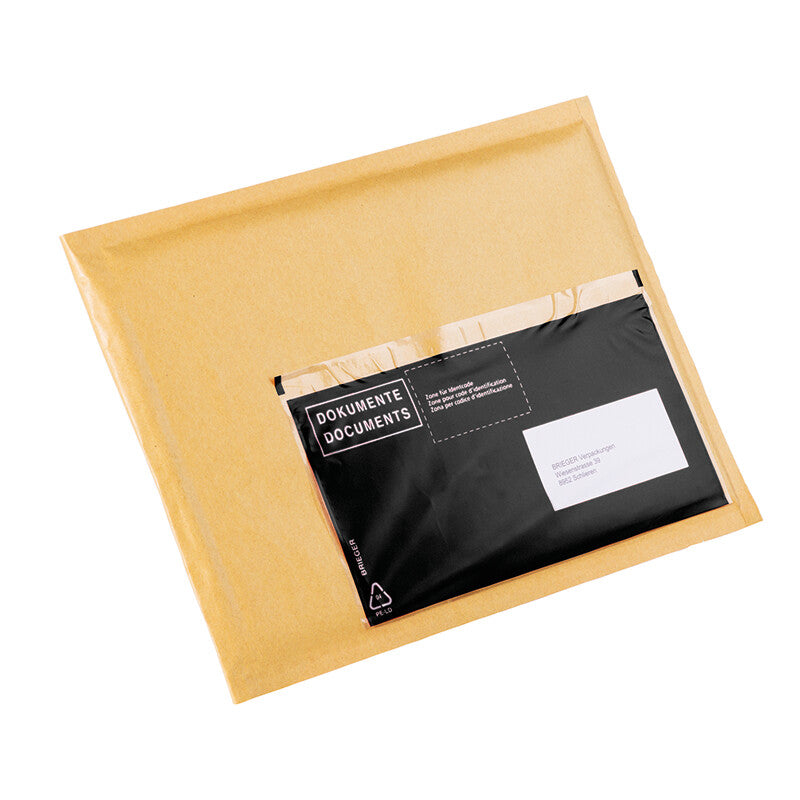 Dokuline Dokumententasche – C6/5 (120 × 235 mm), Fenster rechts, bedruckt, schwarz – 250 Stück