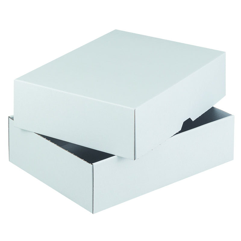 Stulpschachtel – 42,5 × 30,1 × 5 cm, 1-wellig (E-Welle), Kraftliner, weiss, 50 Stück