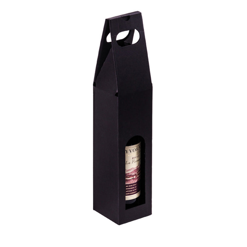 Weintrageverpackung Geschenkbox – mit Unterteilung – für Weinflaschen – 81 × 81 × 370 mm – schwarz – 1 Stk. (Ab 10 Stk.)