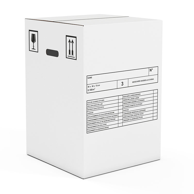 Master'in Access Umzugsbox, weiss, mit Grifföffnungen – 500 × 500 × 720 mm – 10 Stk.
