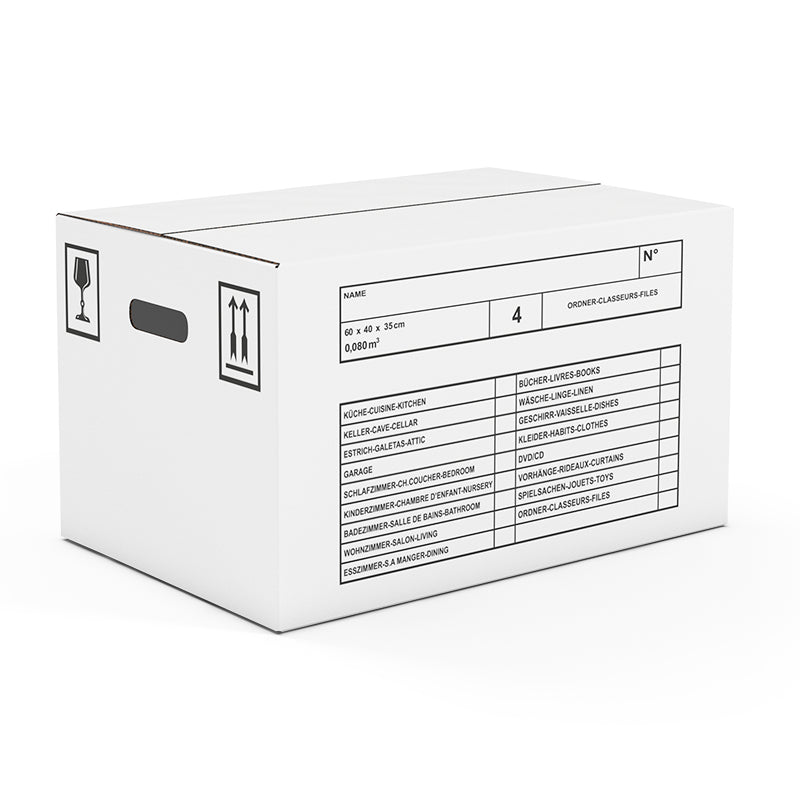 Master'in Access Umzugsbox, weiss, mit Grifföffnungen – 600 × 400 × 350 mm – 10 Stk.