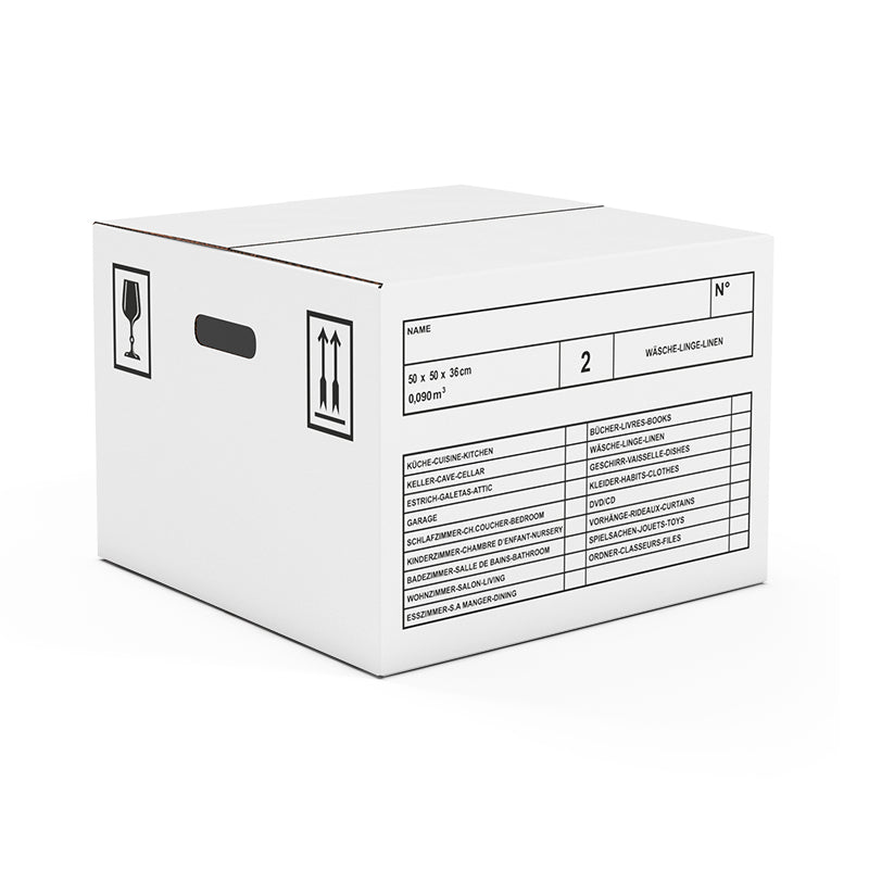 Master'in Access Umzugsbox, weiss, mit Grifföffnungen – 500 × 500 × 360 mm – 10 Stk.
